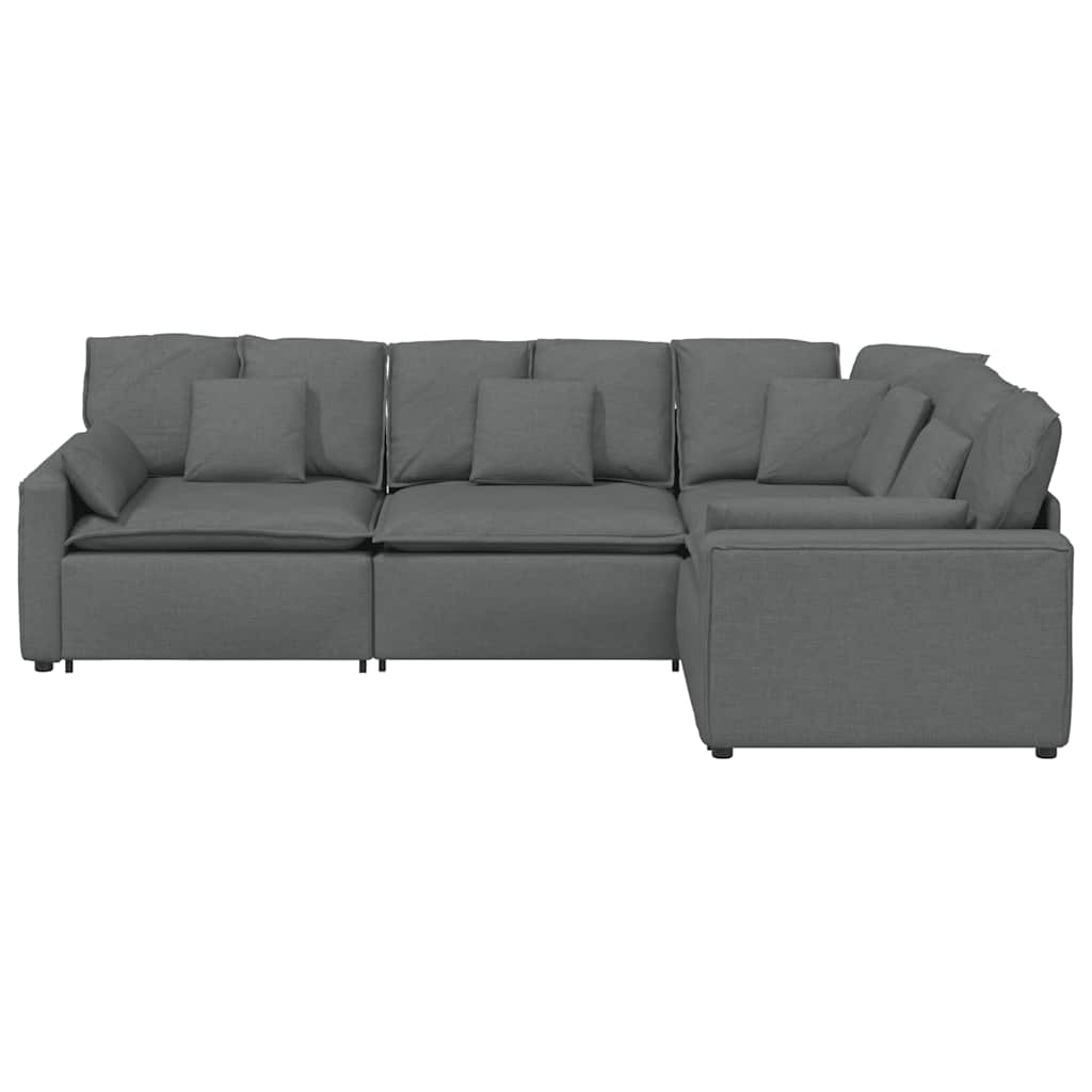 Modularna sofa s jastucima, tkanina, tamno siva