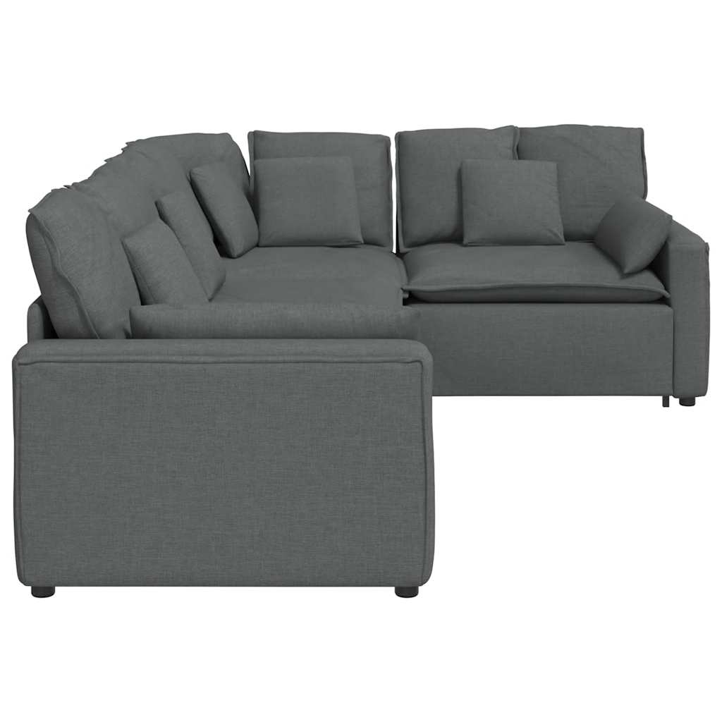 Modularna sofa s jastucima, tkanina, tamno siva