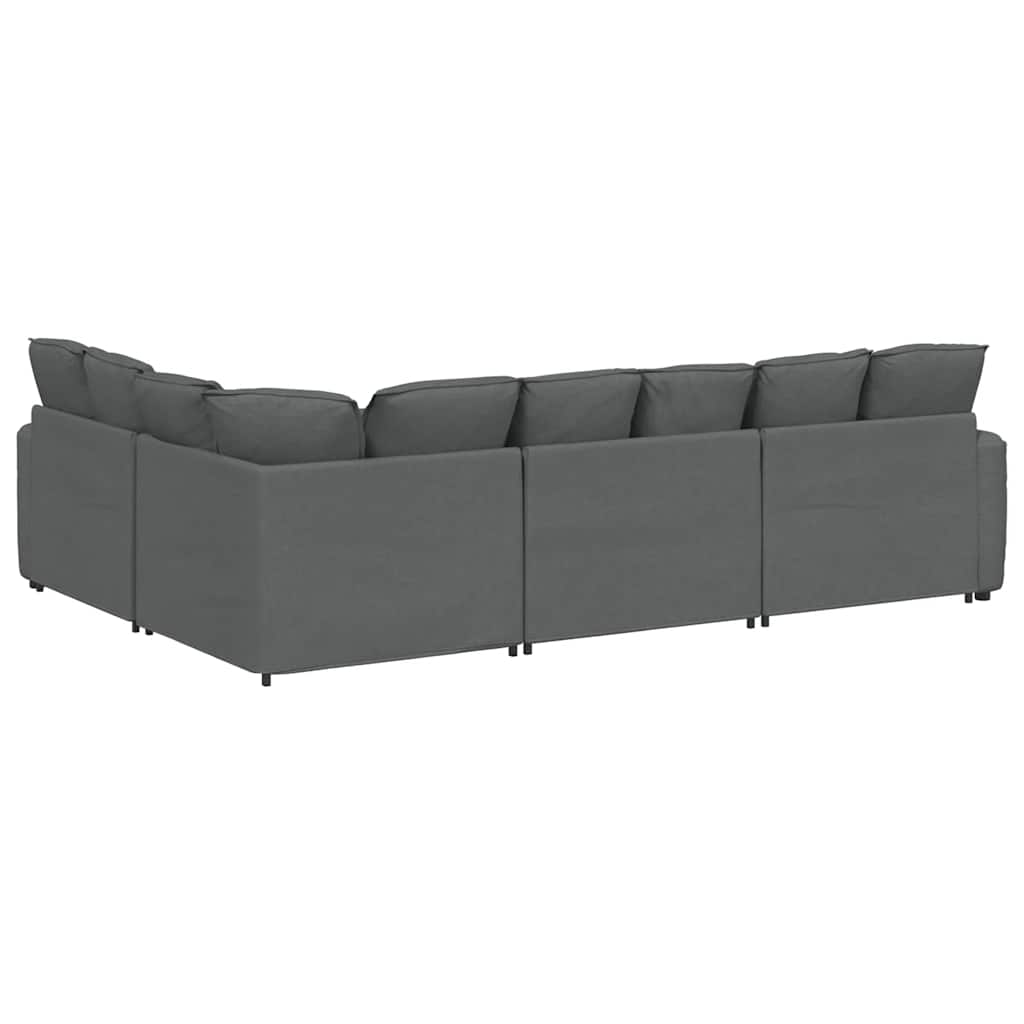 Modularna sofa s jastucima, tkanina, tamno siva