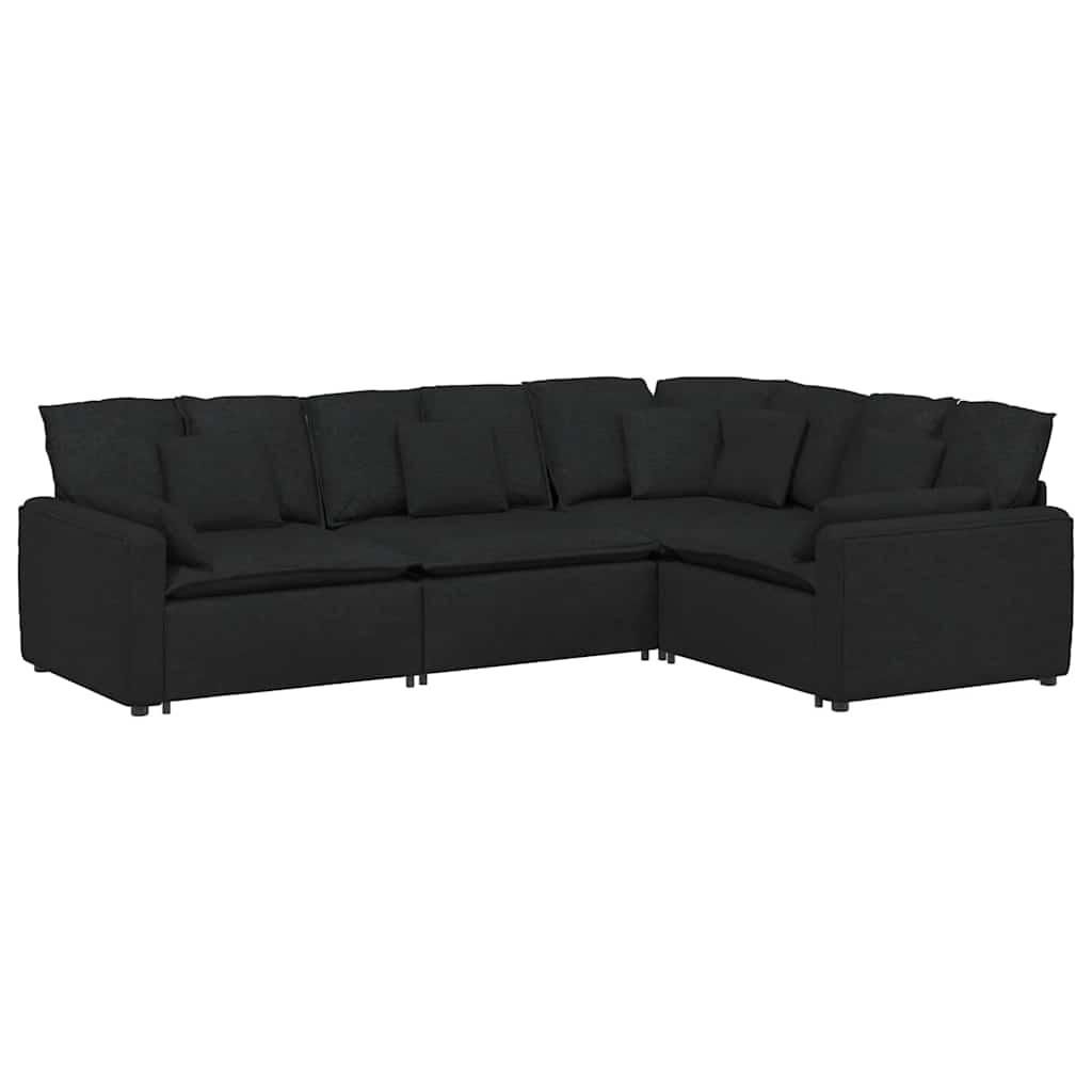 Modularna sofa s jastucima, tkanina, crna