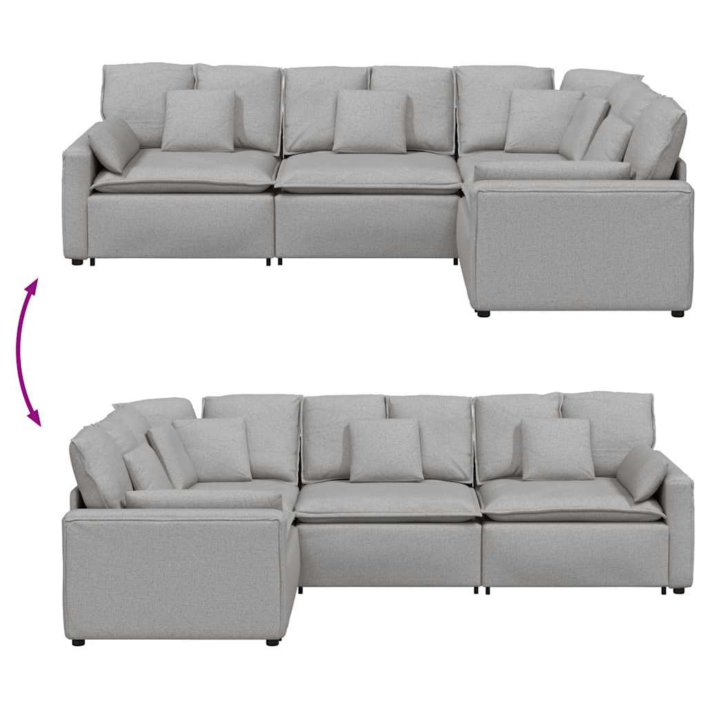 Modularna sofa s jastucima, tkanina, oblak sive boje Siva