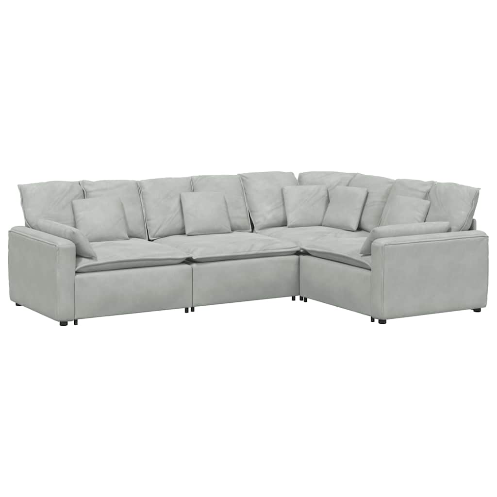 Modularna sofa s jastucima, baršunasta, svijetlosiva