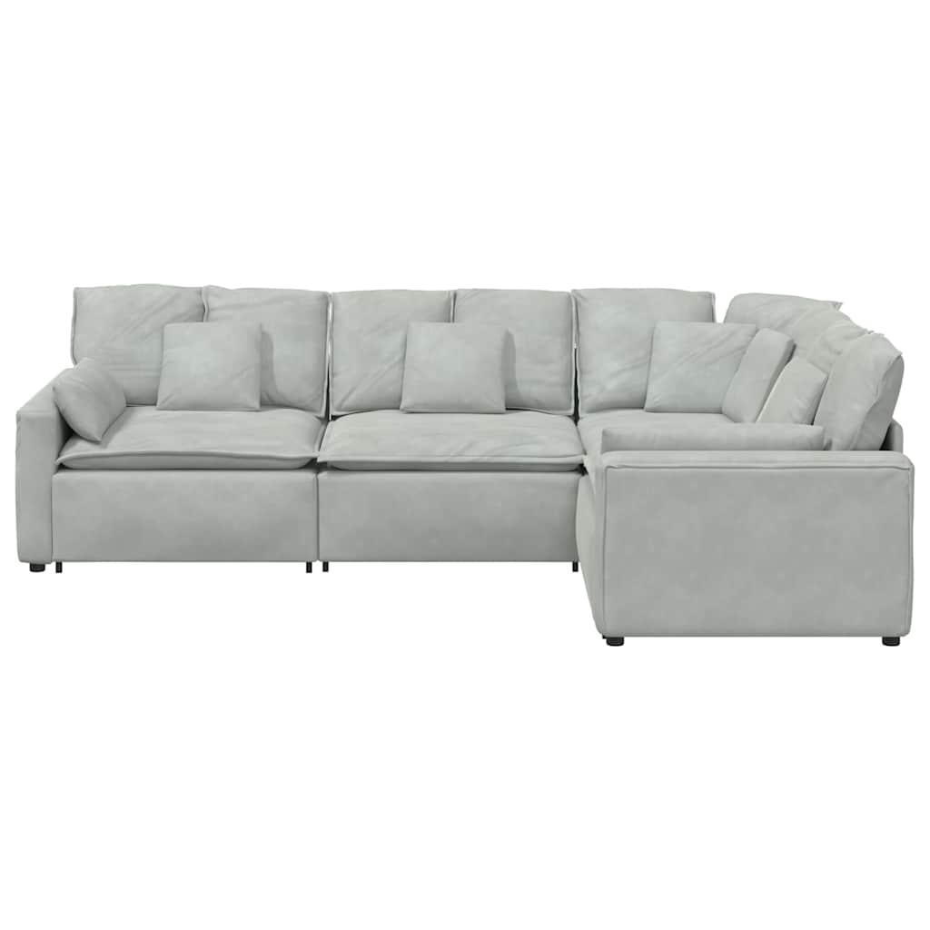Modularna sofa s jastucima, baršunasta, svijetlosiva