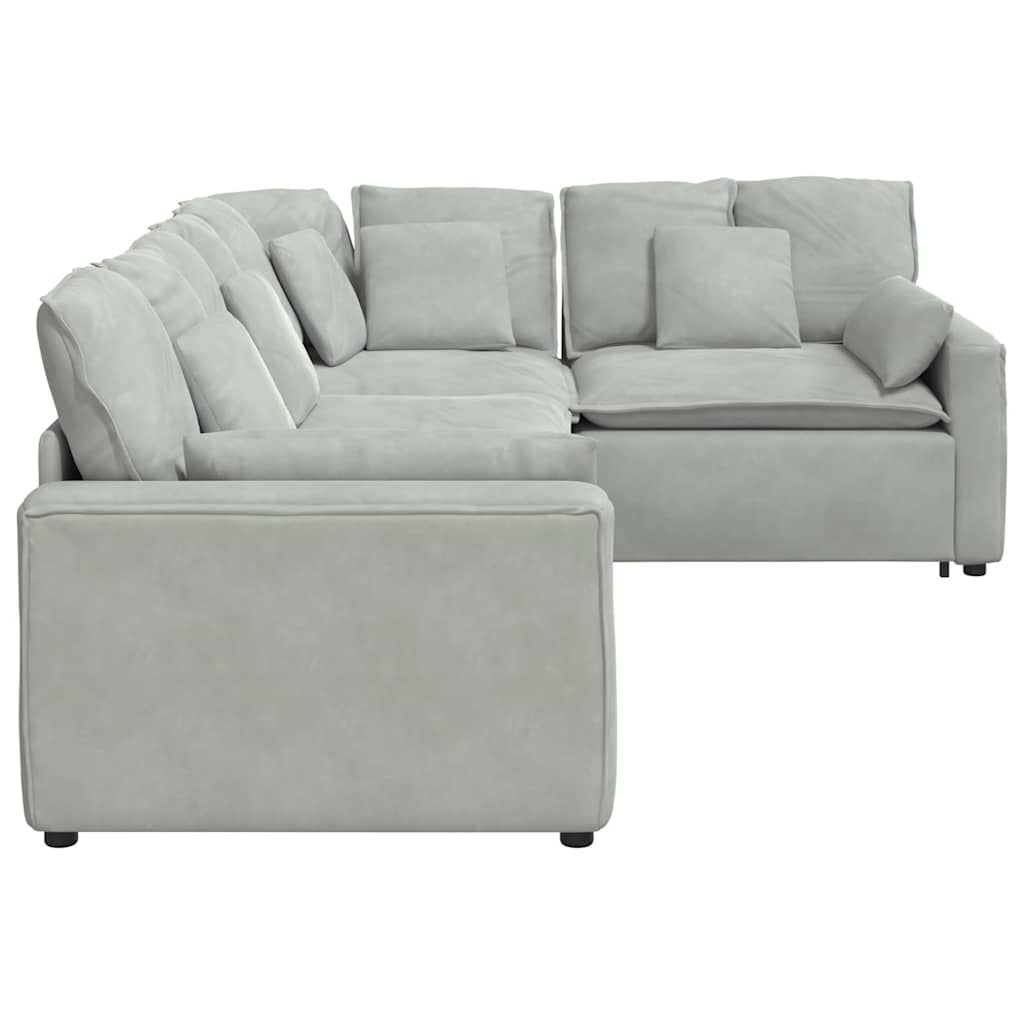 Modularna sofa s jastucima, baršunasta, svijetlosiva