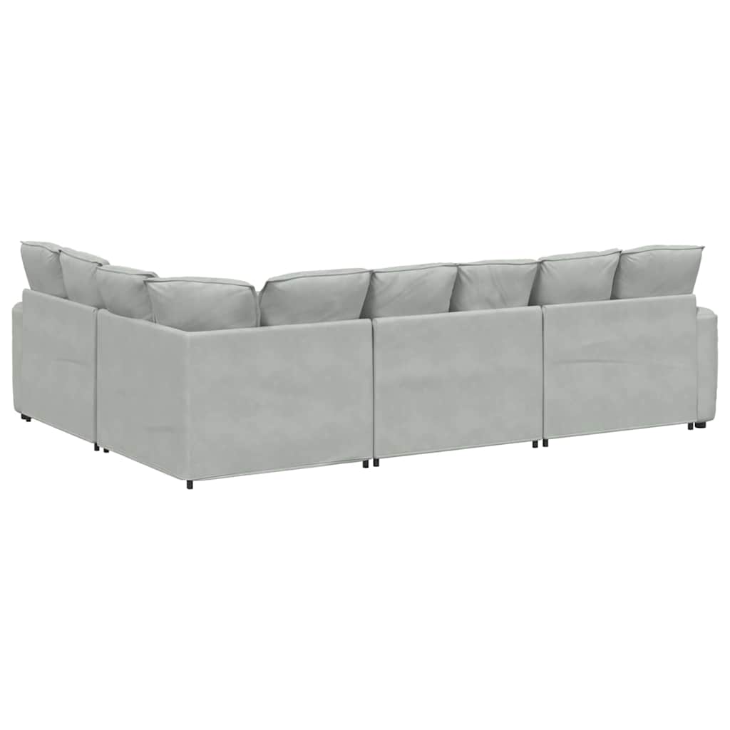 Modularna sofa s jastucima, baršunasta, svijetlosiva