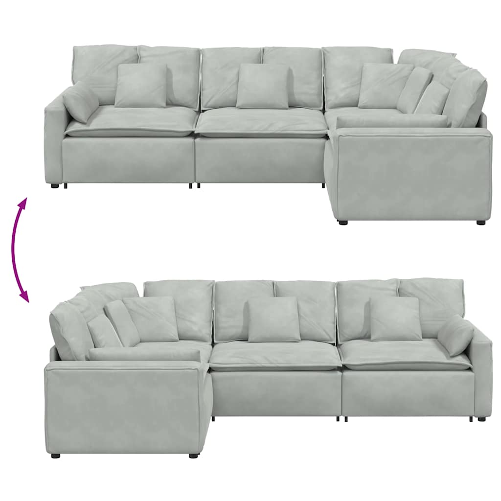 Modularna sofa s jastucima, baršunasta, svijetlosiva