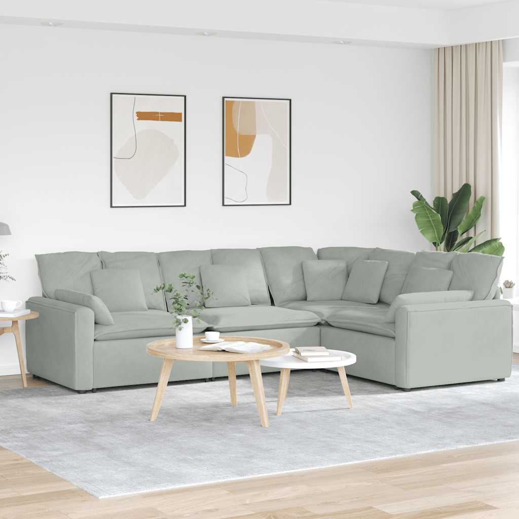 Modularna sofa s jastucima, baršunasta, svijetlosiva
