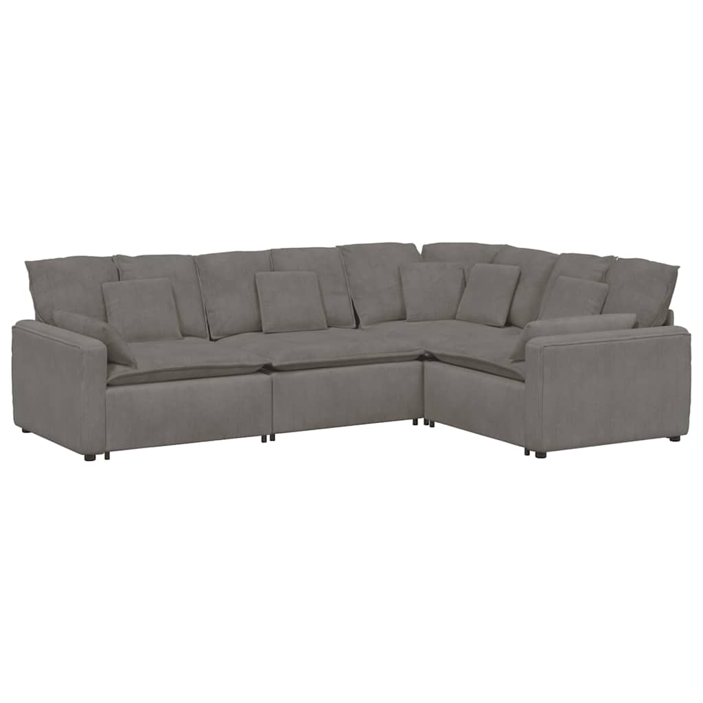 Modularna sofa s jastucima, korduro tkanina, svijetlo siva