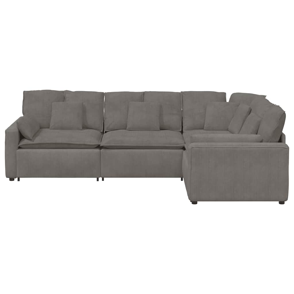 Modularna sofa s jastucima, korduro tkanina, svijetlo siva