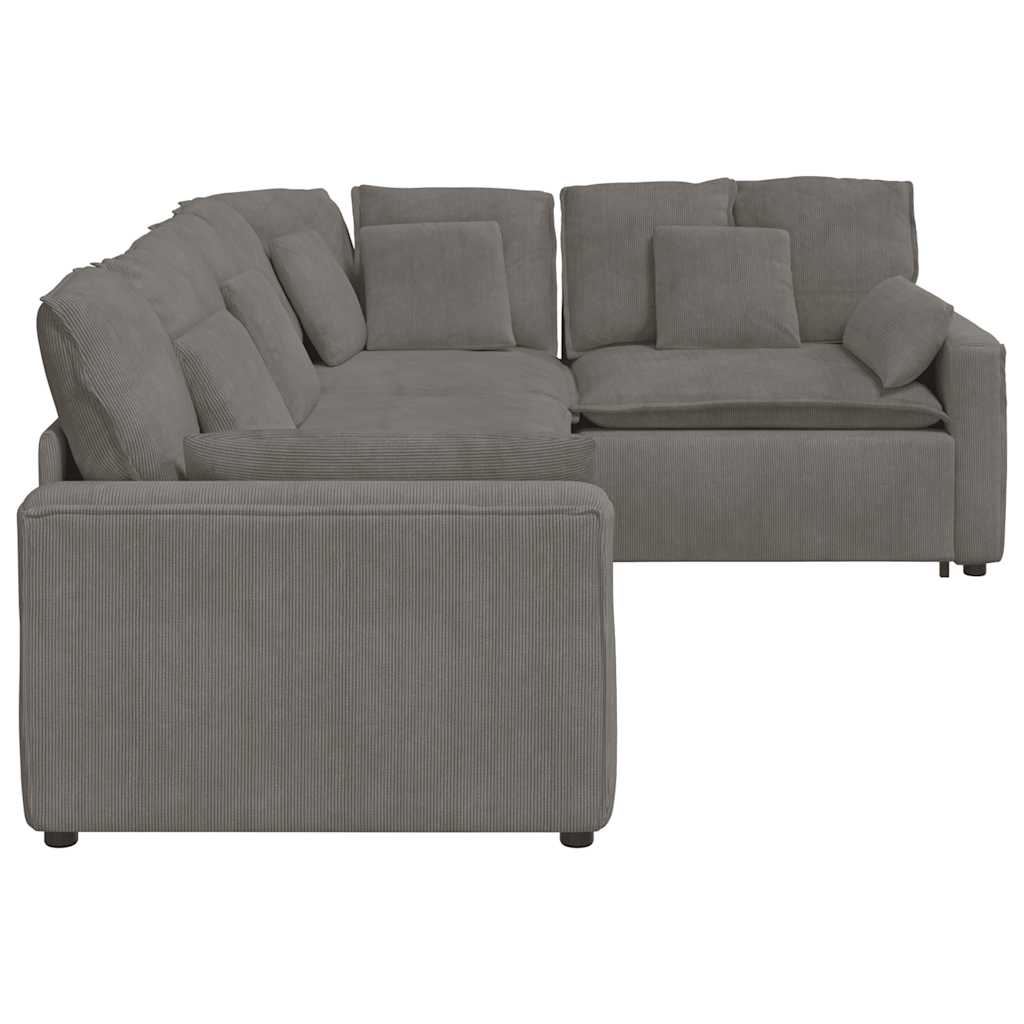 Modularna sofa s jastucima, korduro tkanina, svijetlo siva
