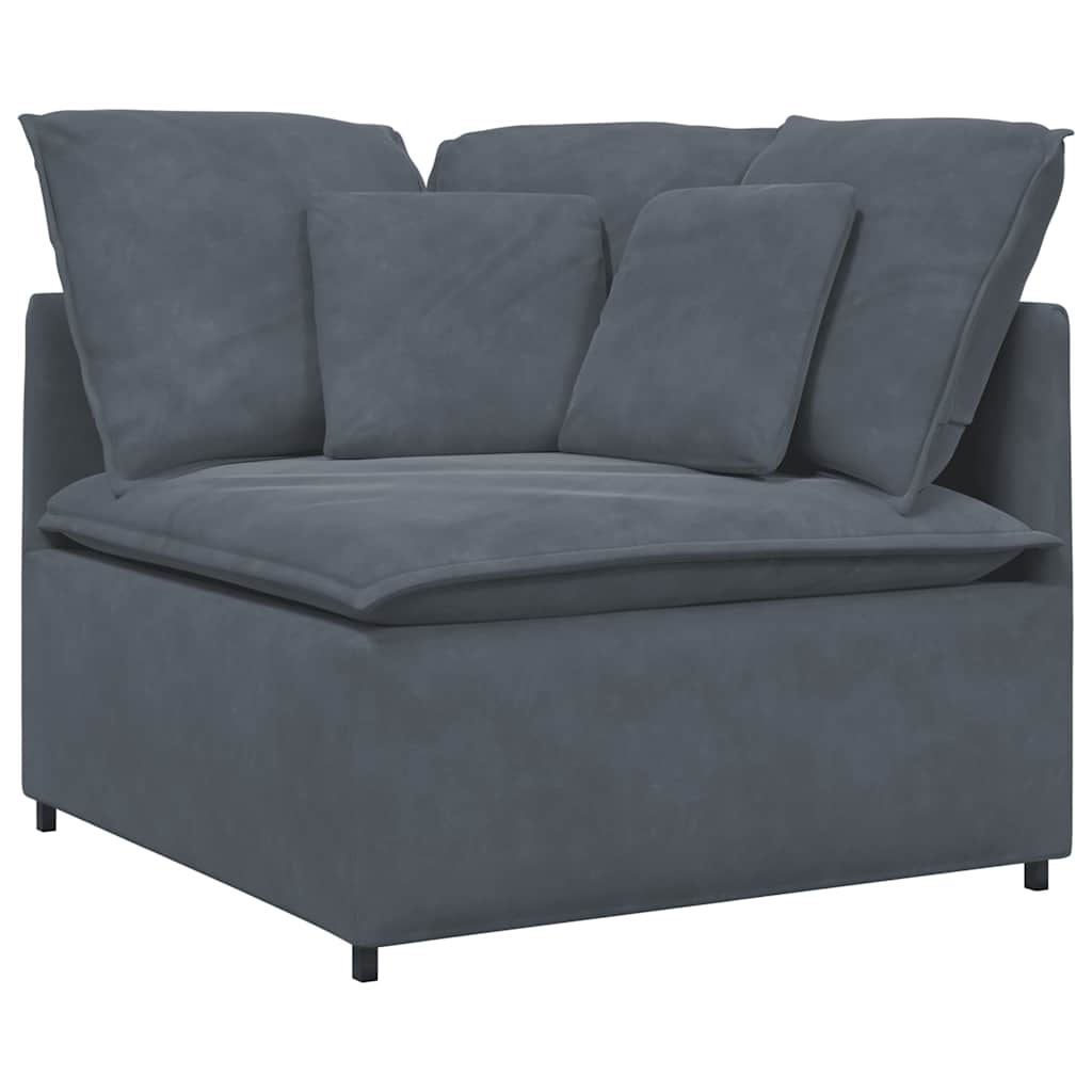 Modularna sofa s podnožjem i jastucima, baršunasta tamno siva