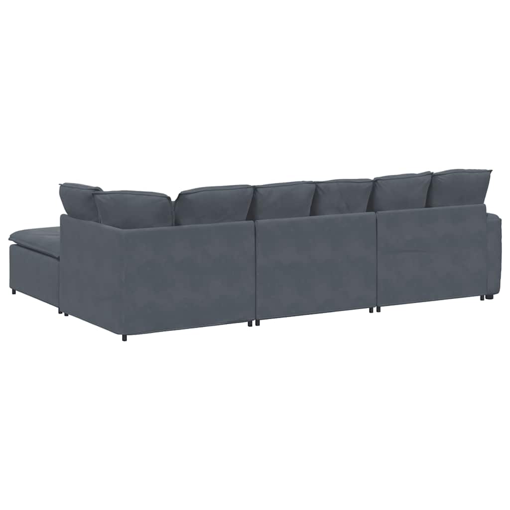 Modularna sofa s podnožjem i jastucima, baršunasta tamno siva