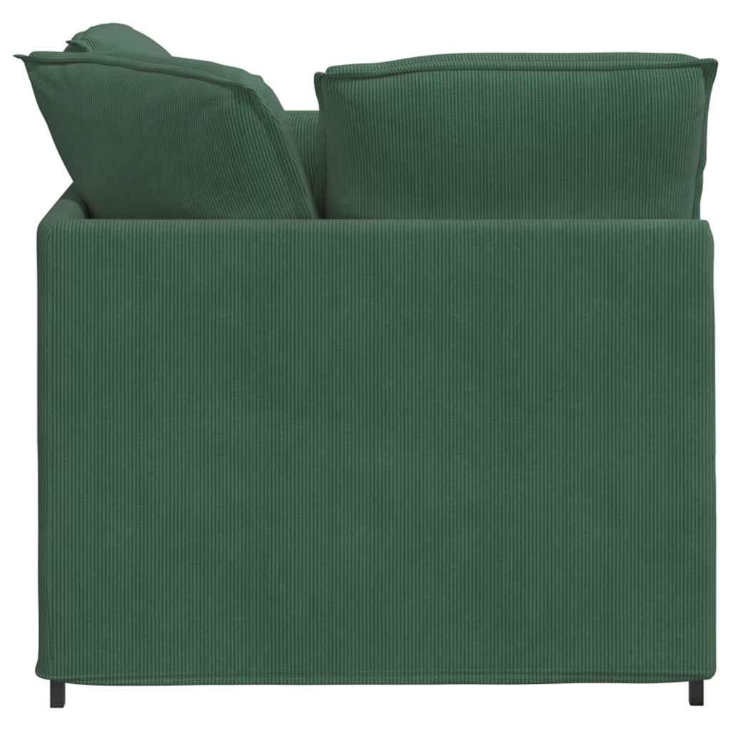 Modularna sofa s podnožjem i jastucima, tamnozelena, korduro tkanina