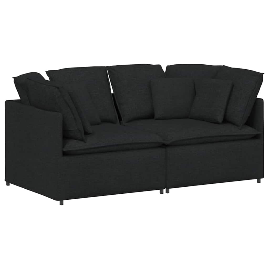 Modularna sofa s jastucima, tkanina, crna