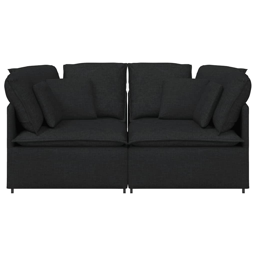Modularna sofa s jastucima, tkanina, crna