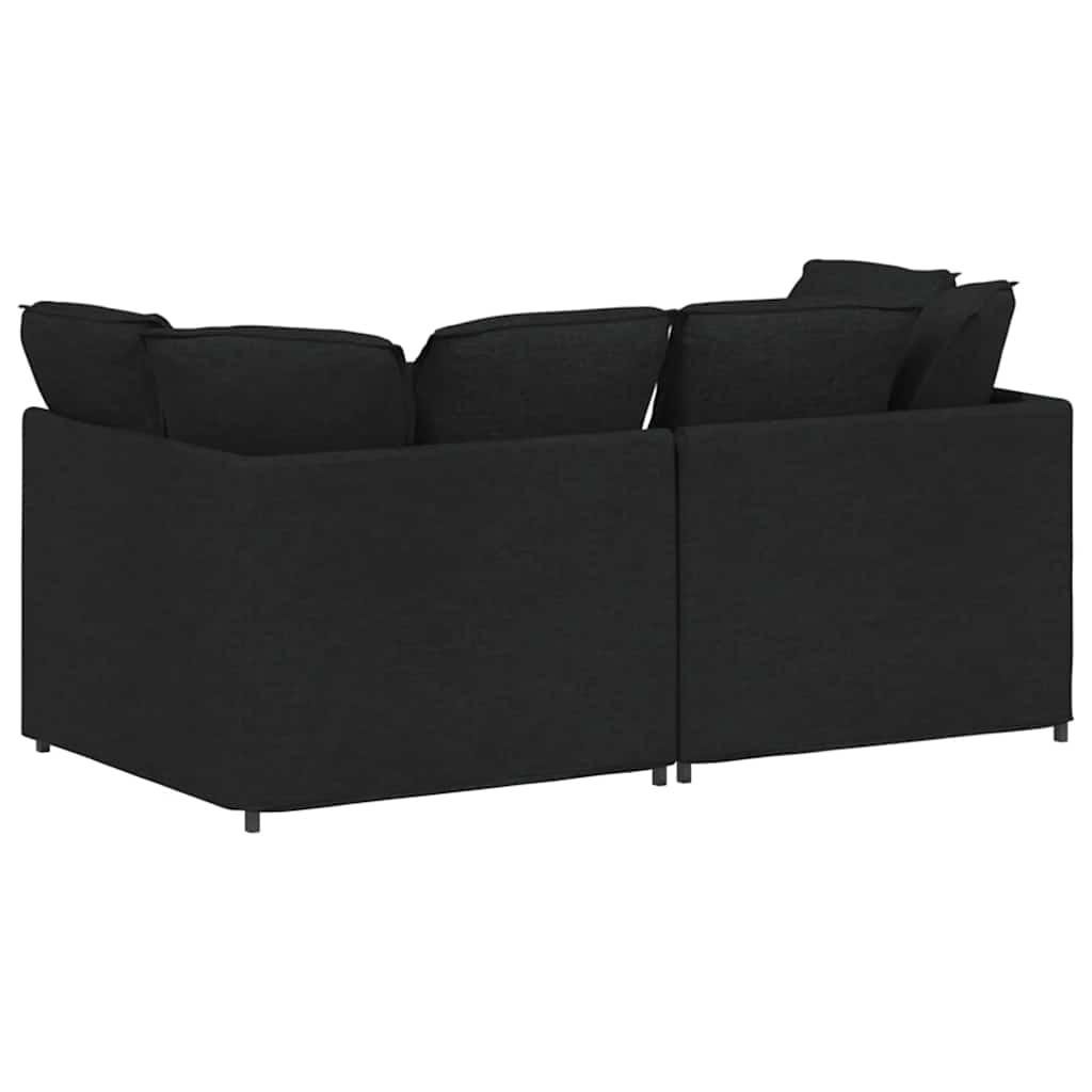 Modularna sofa s jastucima, tkanina, crna