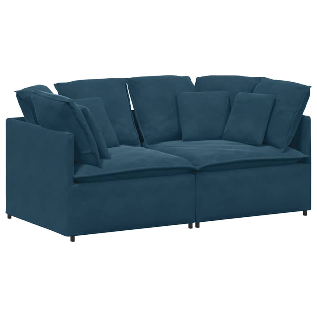 Modularna sofa s jastucima, plava baršunasta
