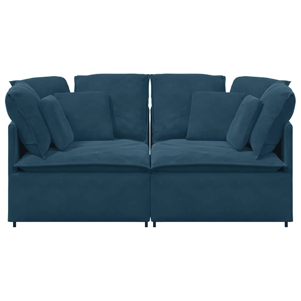 Modularna sofa s jastucima, plava baršunasta