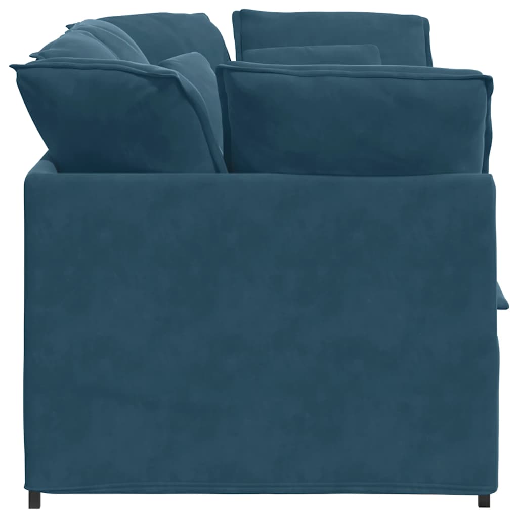 Modularna sofa s jastucima, plava baršunasta