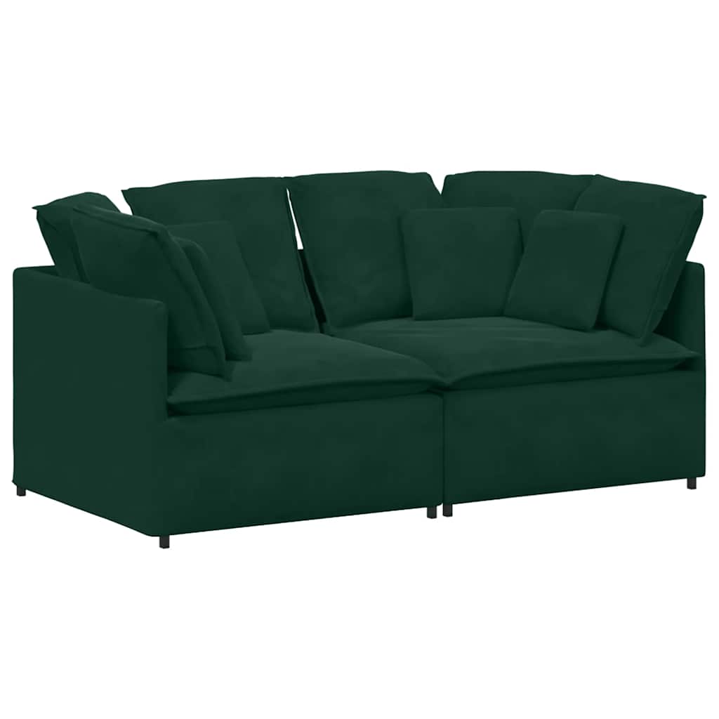 Modularna sofa s jastucima, baršunasta tamnozelena