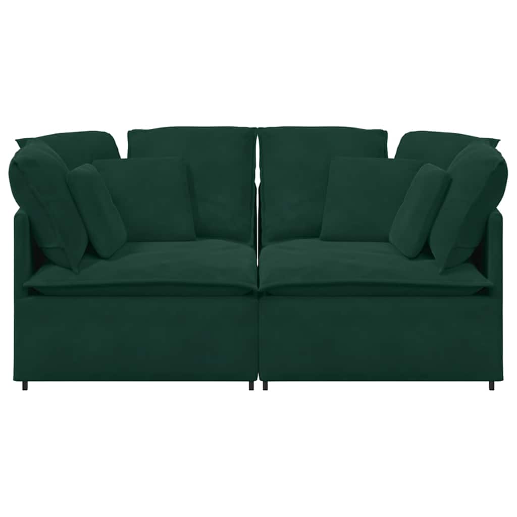 Modularna sofa s jastucima, baršunasta tamnozelena