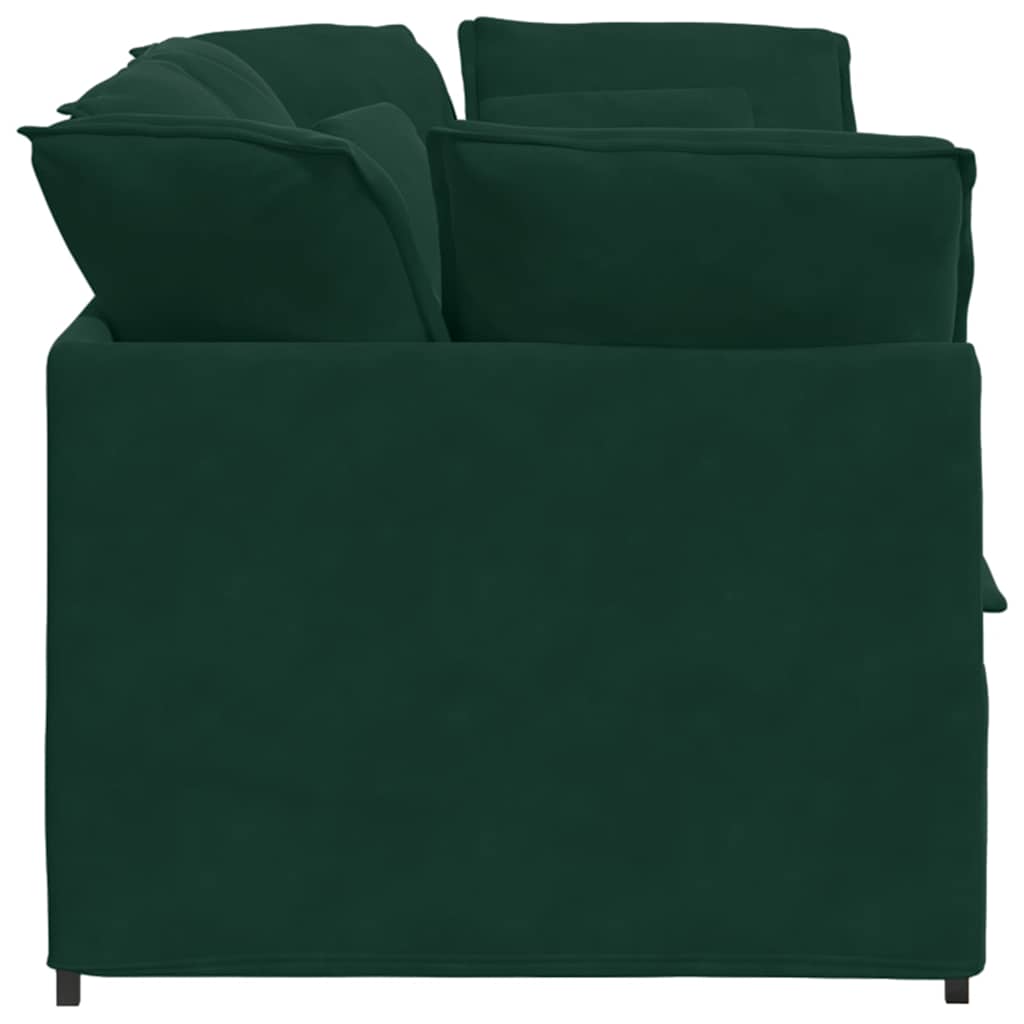 Modularna sofa s jastucima, baršunasta tamnozelena