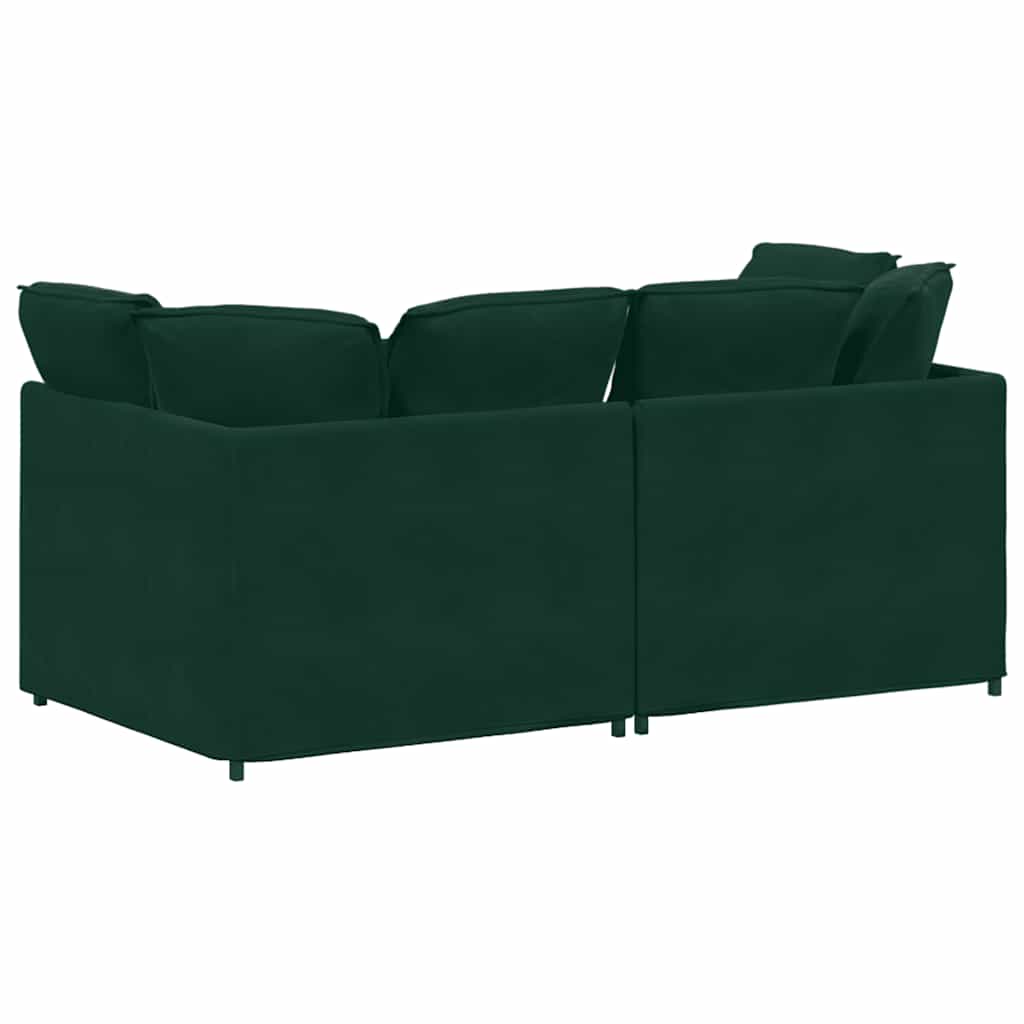 Modularna sofa s jastucima, baršunasta tamnozelena