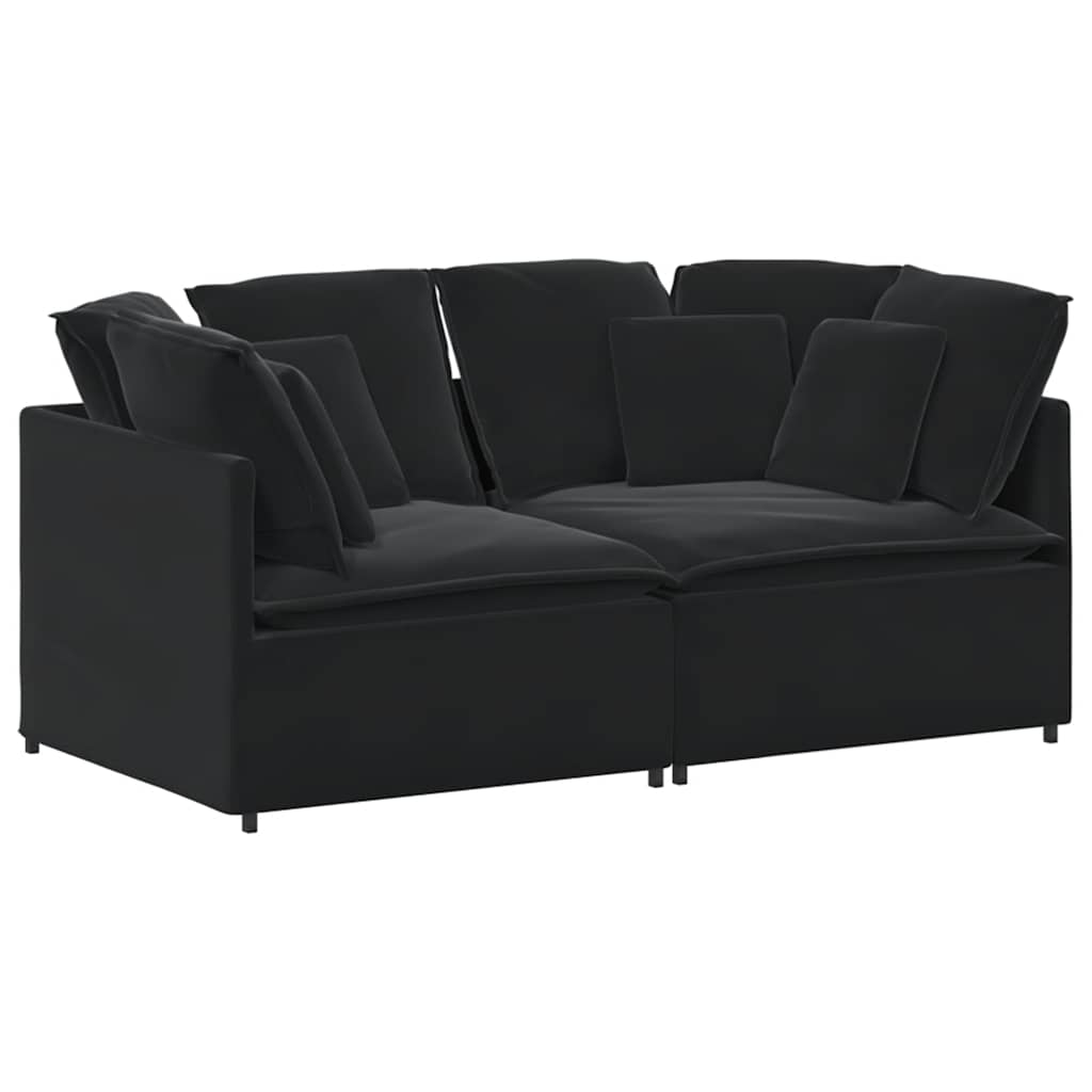 Modularna sofa s jastucima, crna, baršunasta