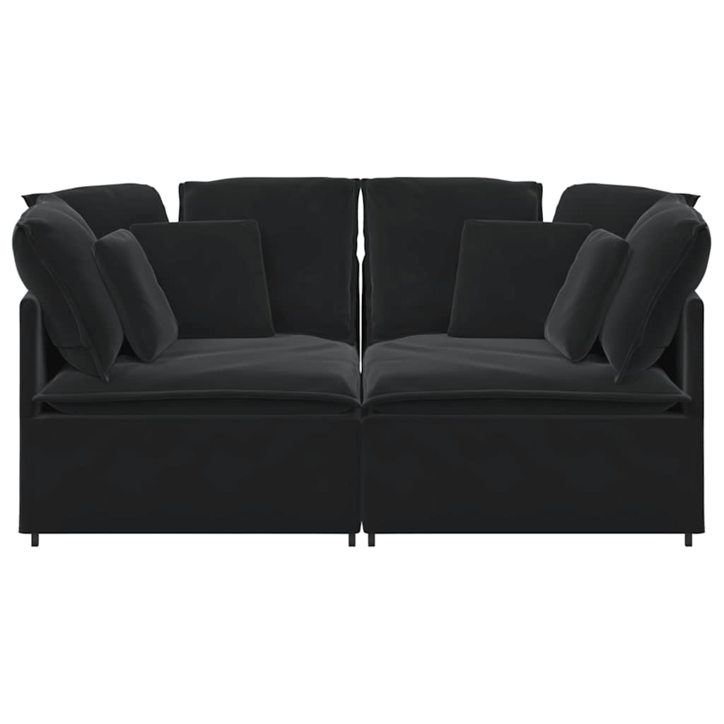 Modularna sofa s jastucima, crna, baršunasta