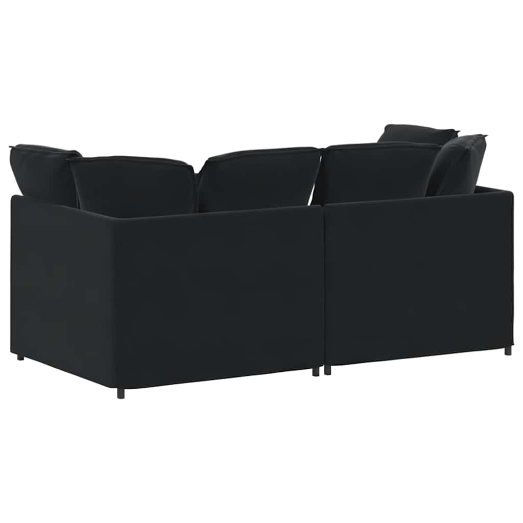 Modularna sofa s jastucima, crna, baršunasta