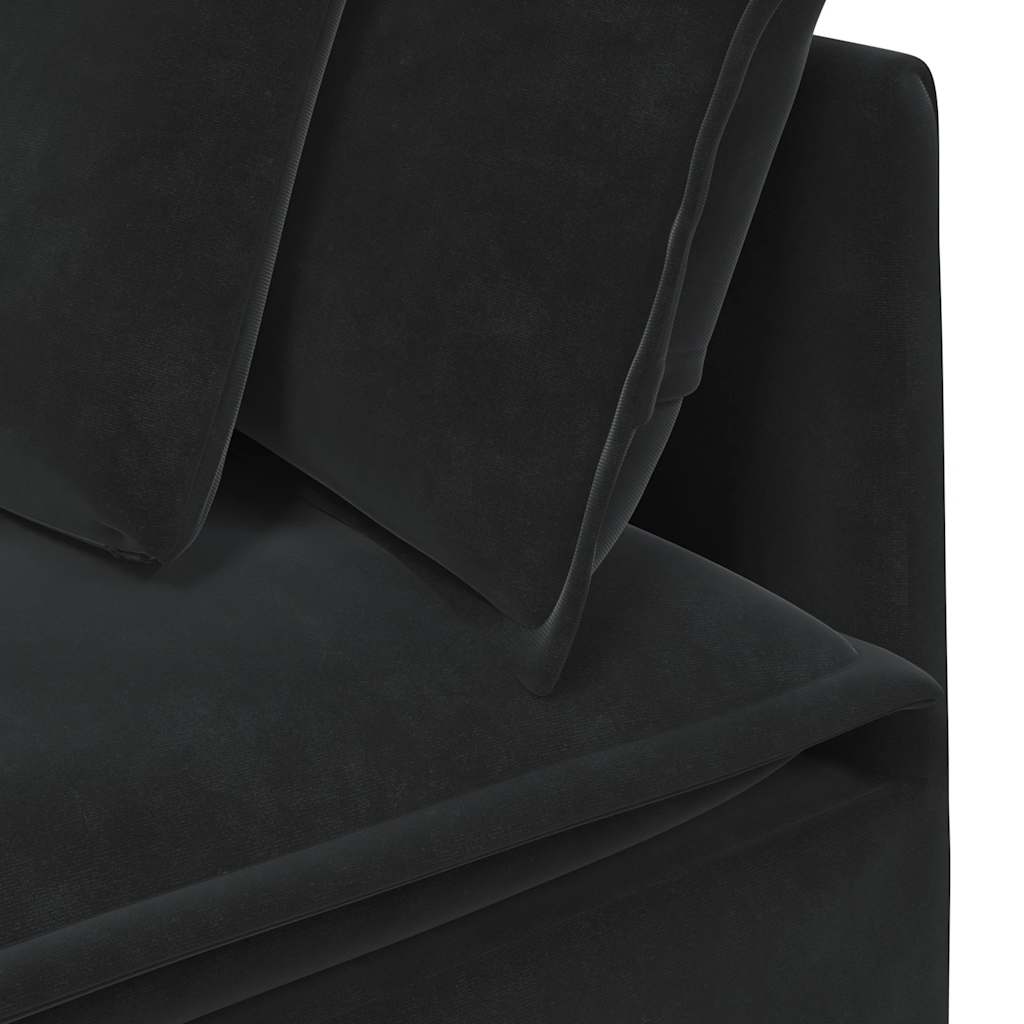 Modularna sofa s jastucima, crna, baršunasta