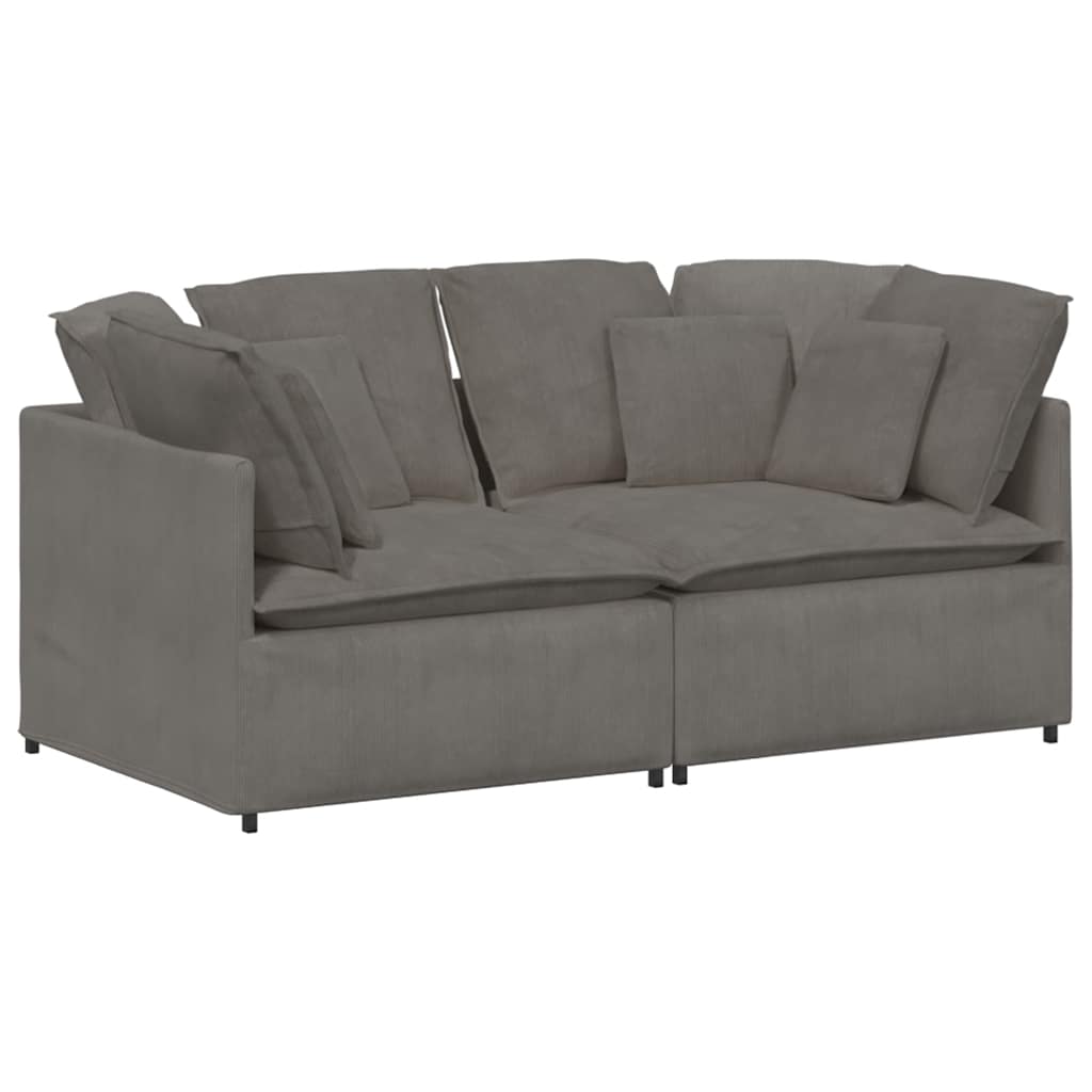 Modularna sofa s jastucima, korduro tkanina, svijetlo siva