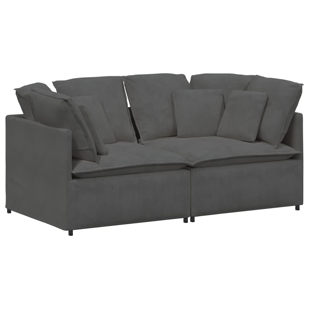 Modularna sofa s jastucima, korduro tkanina, tamno siva