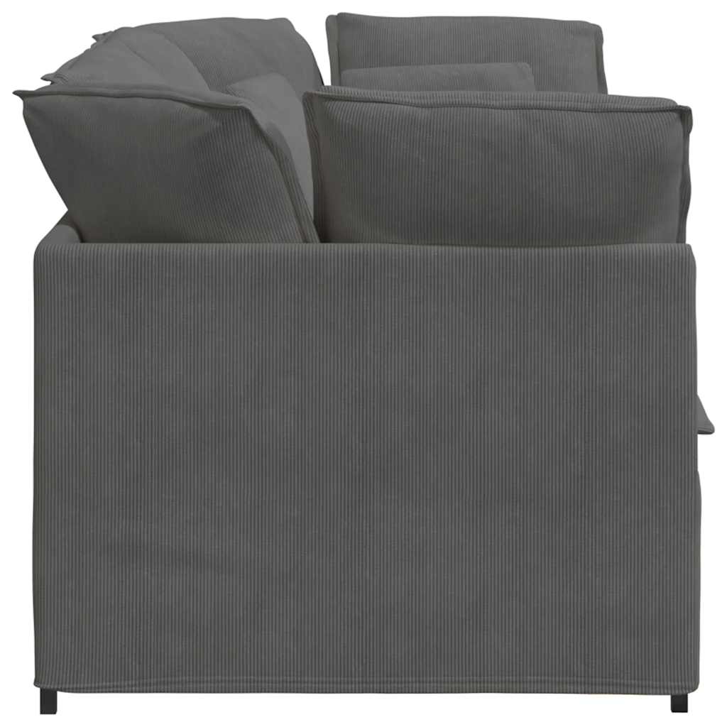 Modularna sofa s jastucima, korduro tkanina, tamno siva