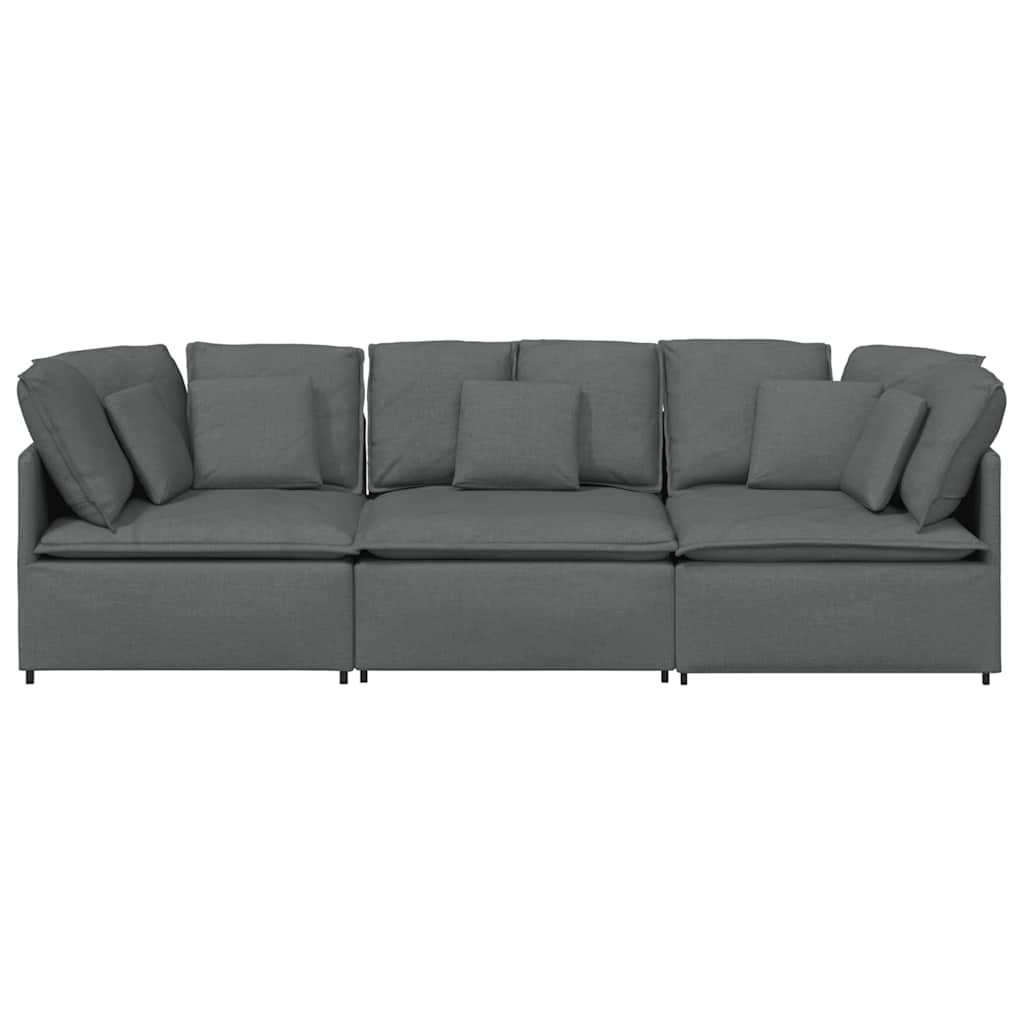 Modularna sofa s jastucima, tkanina, tamno siva