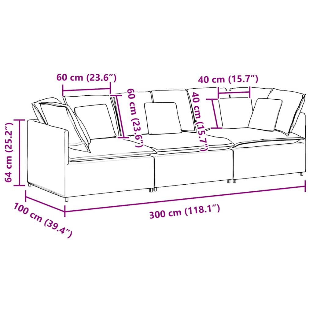 Modularna sofa s jastucima, tkanina, tamno siva