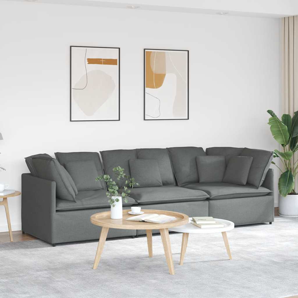 Modularna sofa s jastucima, tkanina, tamno siva