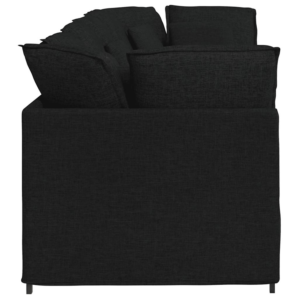 Modularna sofa s jastucima, tkanina, crna