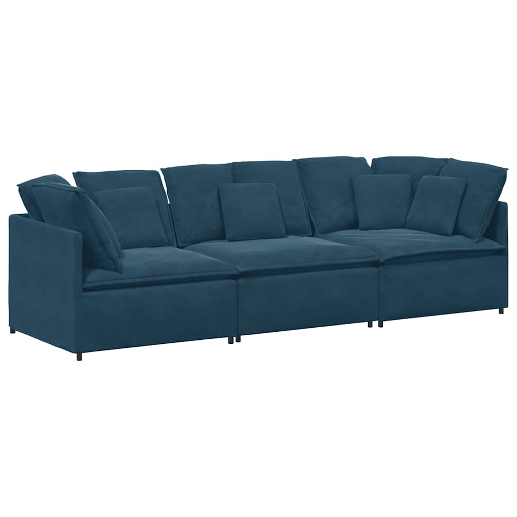 Modularna sofa s jastucima, plava baršunasta