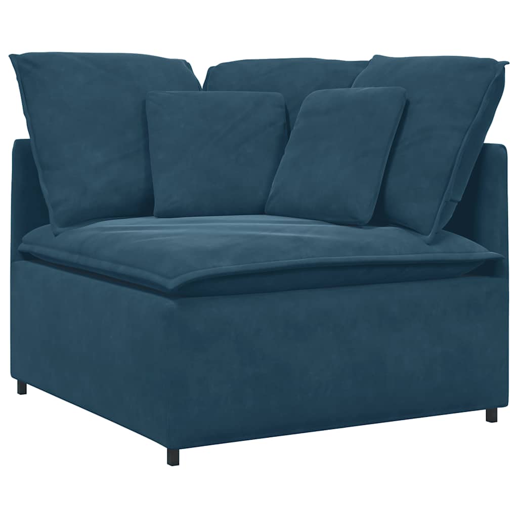 Modularna sofa s jastucima, plava baršunasta