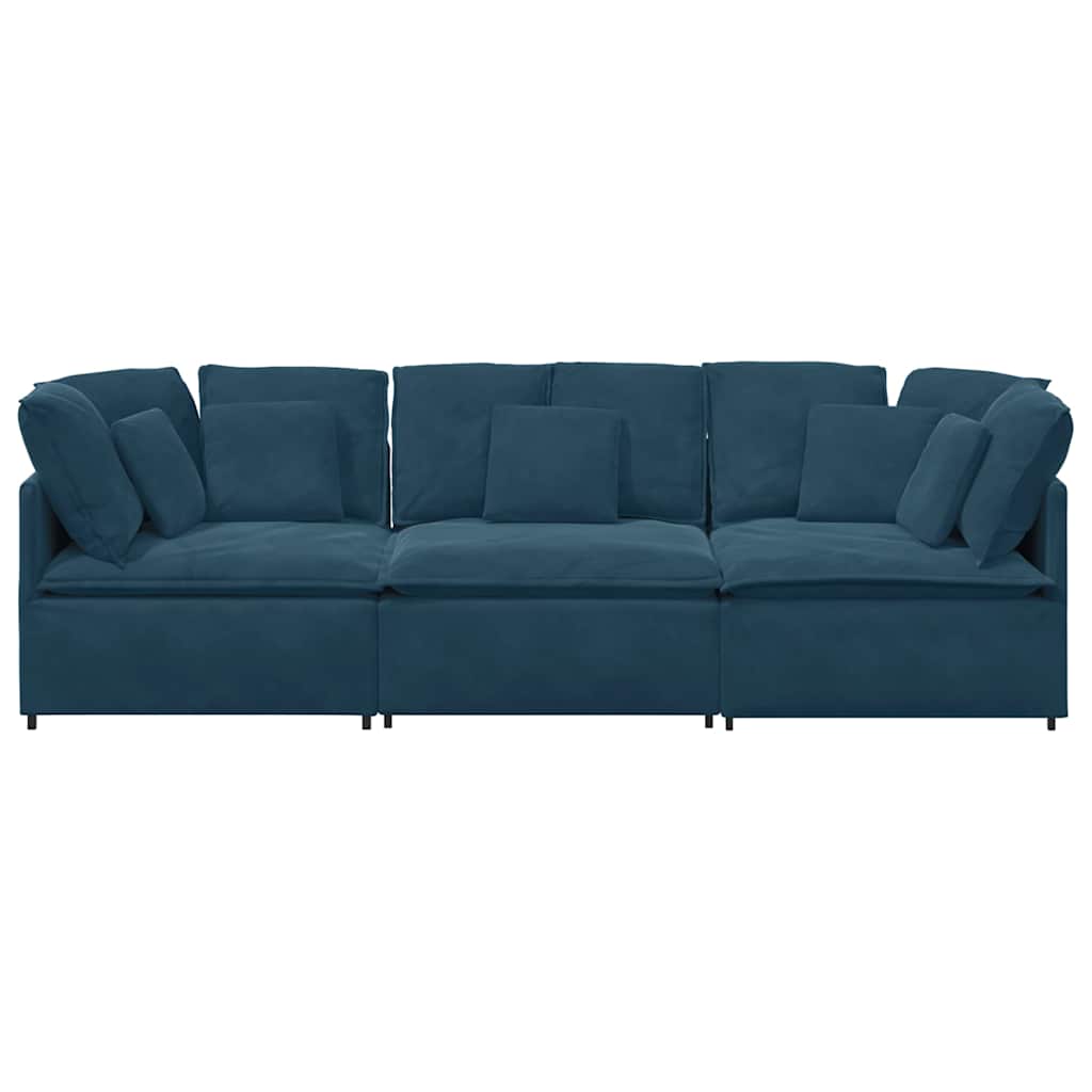 Modularna sofa s jastucima, plava baršunasta