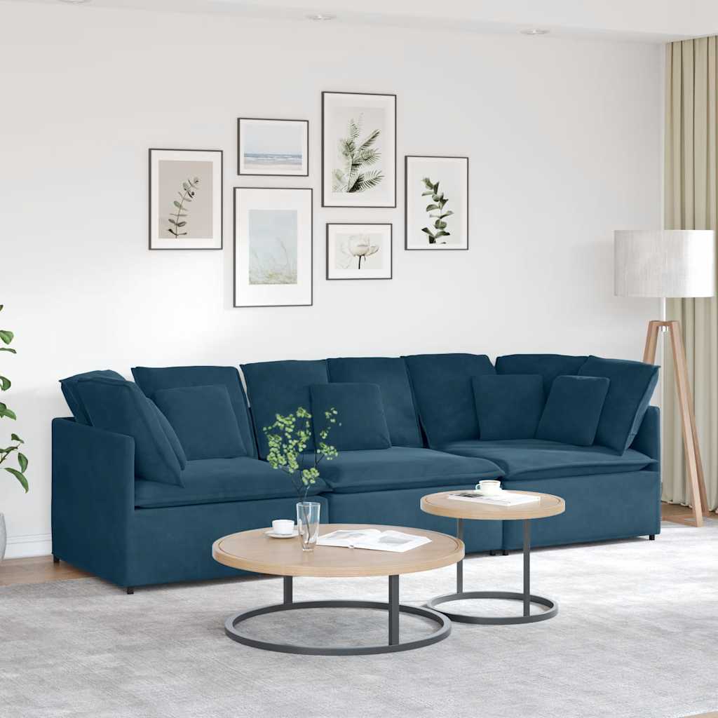 Modularna sofa s jastucima, plava baršunasta