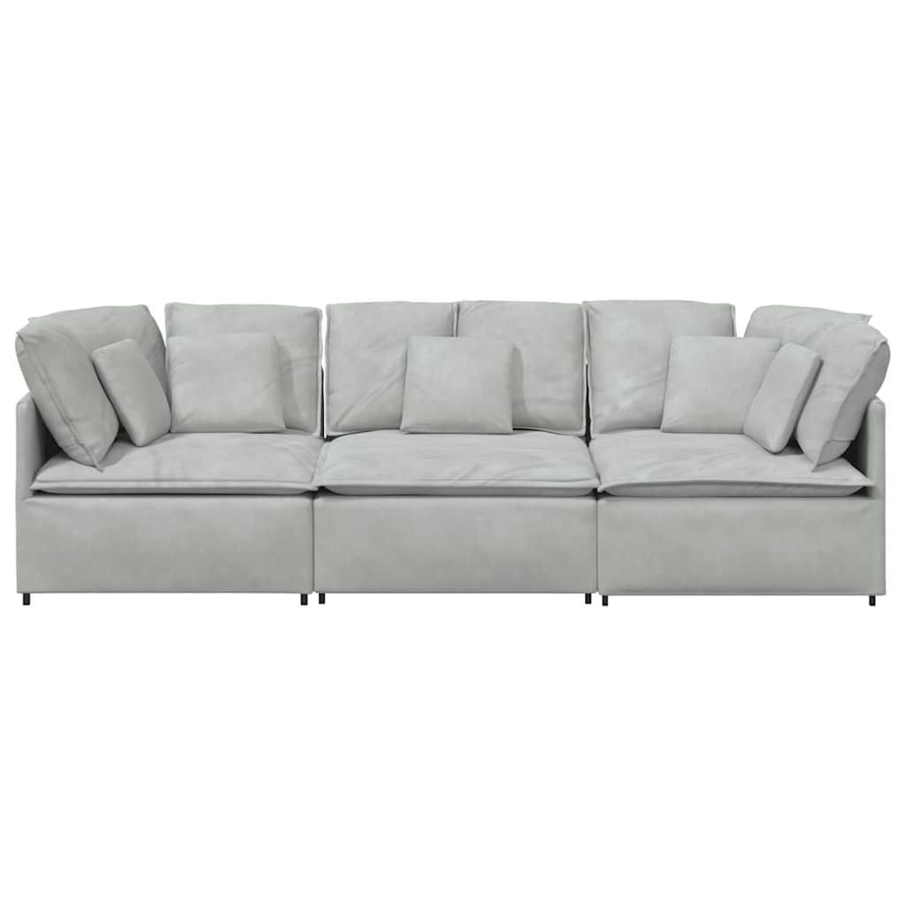 Modularna sofa s jastucima, baršunasta, svijetlosiva