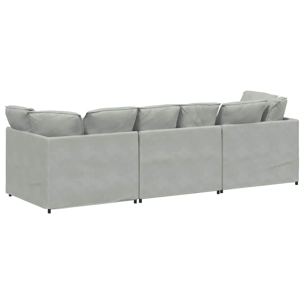 Modularna sofa s jastucima, baršunasta, svijetlosiva