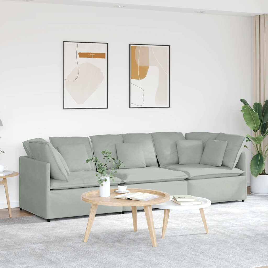 Modularna sofa s jastucima, baršunasta, svijetlosiva
