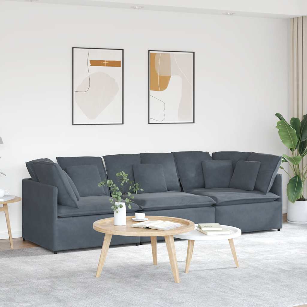 Modularna sofa s jastucima, baršunasta, tamno siva