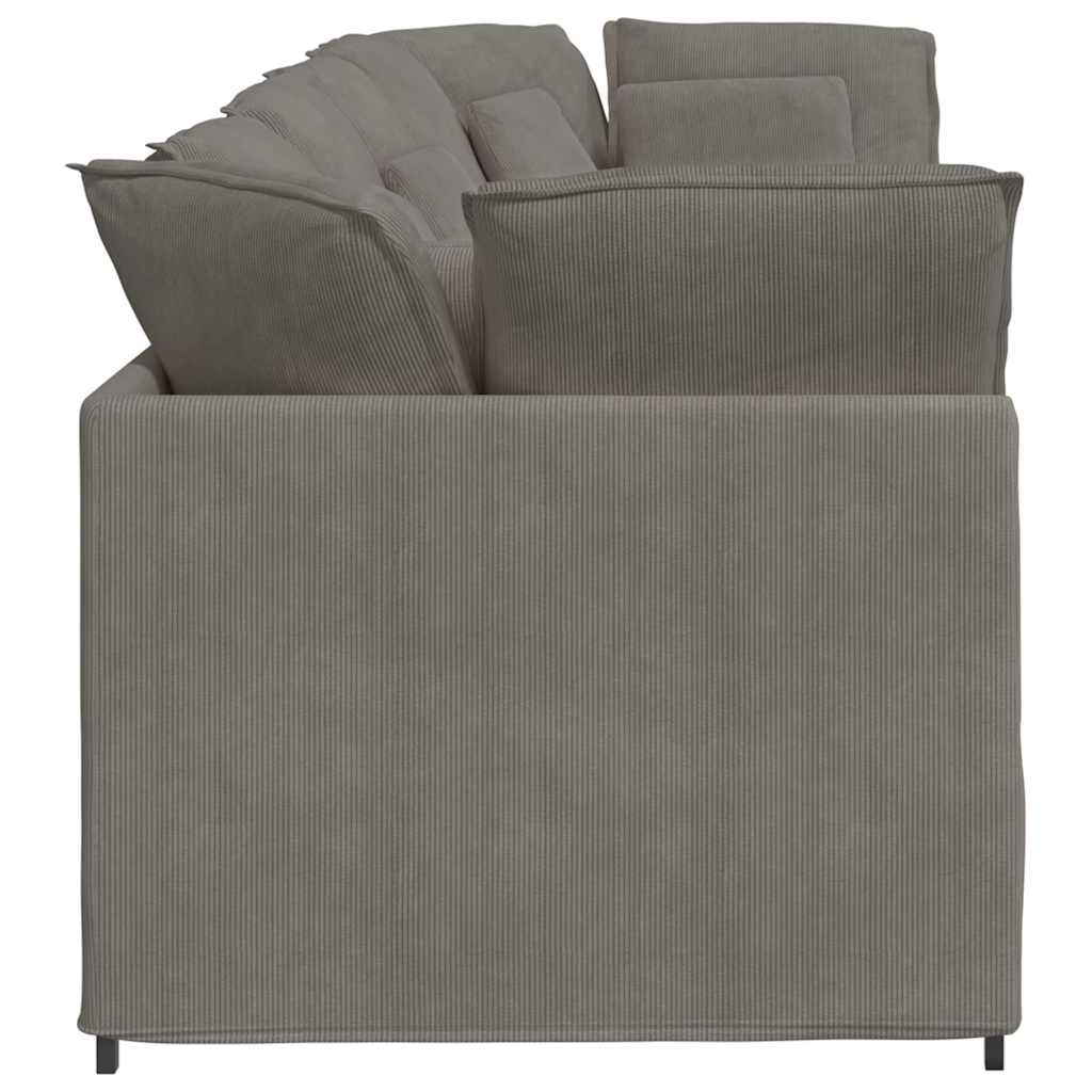 Modularna sofa s jastucima, korduro tkanina, svijetlo siva