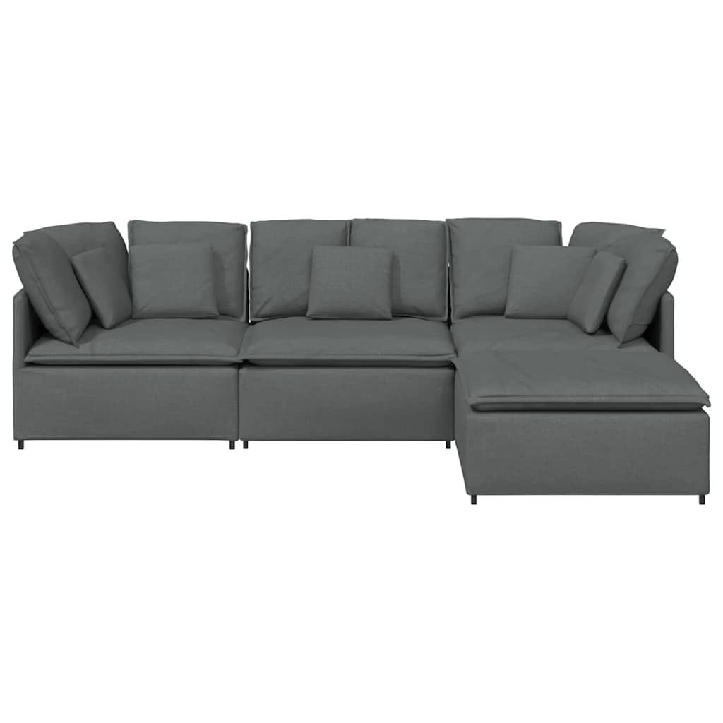 Modularna sofa s podnožjem i jastucima, tkanina, tamno siva