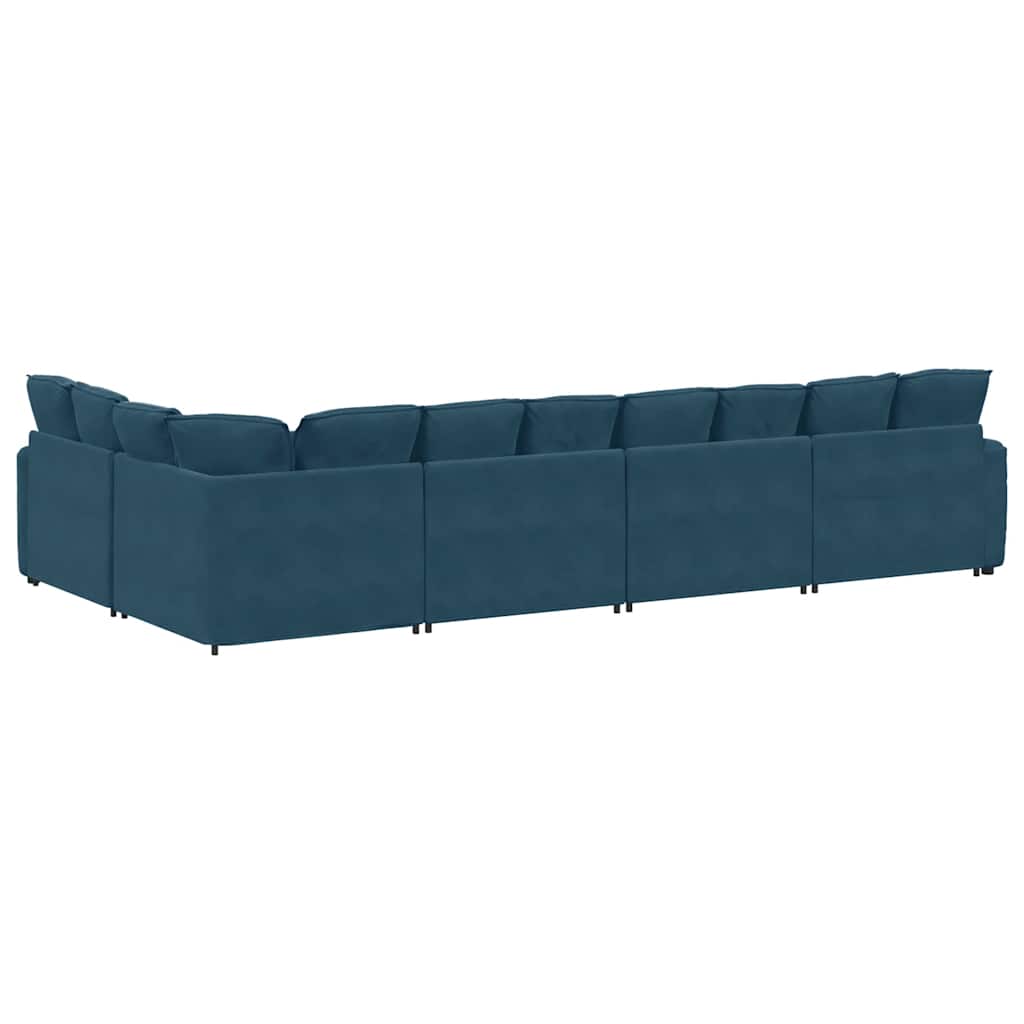 Modularna sofa s jastucima, plava baršunasta