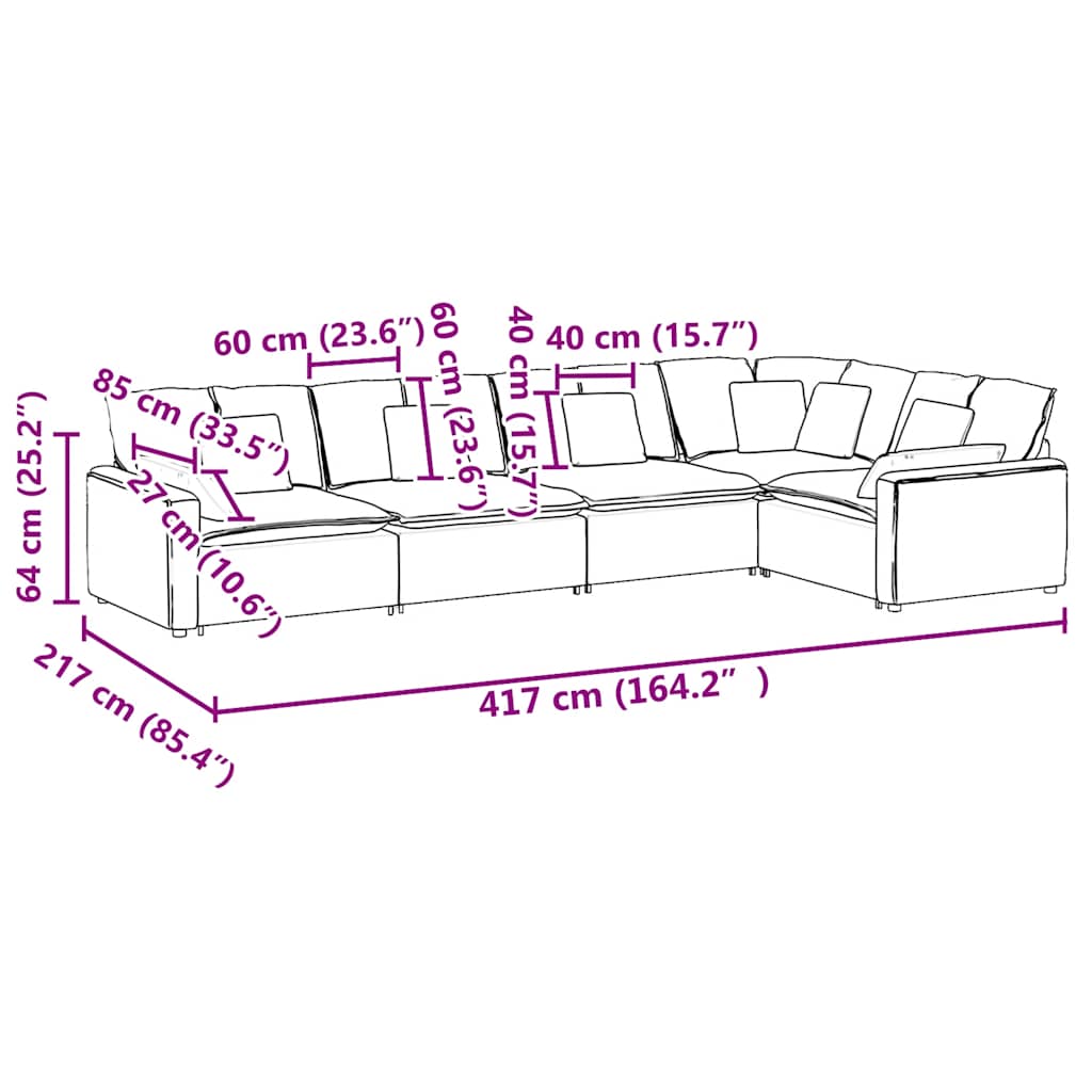 Modularna sofa s jastucima, baršunasta, svijetlosiva